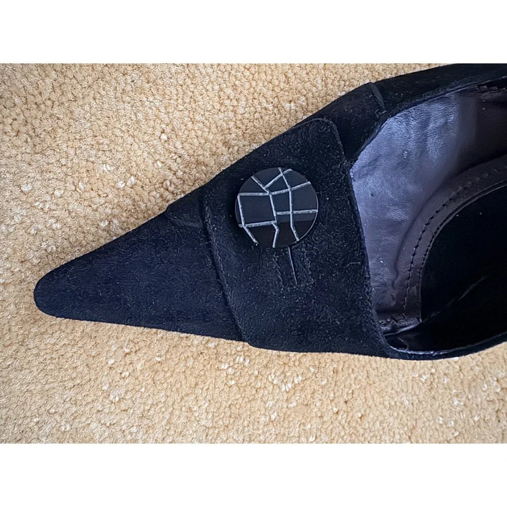 VIA SPIGA Italy‎ Black Suede Pointed Toe Slingback Heels Classy Dress Women Sz9